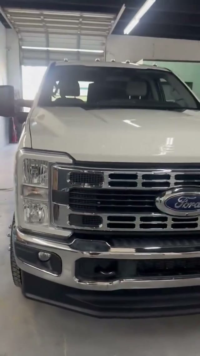 The same F-350 with a new front end, grille, and headlights