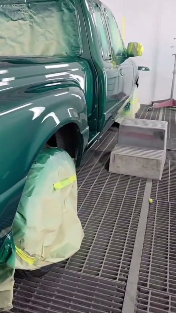 The finished Ford Ranger in deep gloss green, ready for delivery